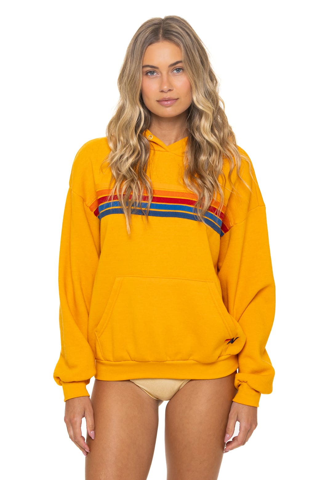 Retro 5 STRIPE RELAXED PULLOVER HOODIE - VINTAGE GOLD