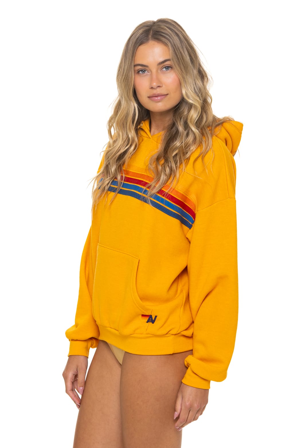 Retro 5 STRIPE RELAXED PULLOVER HOODIE - VINTAGE GOLD