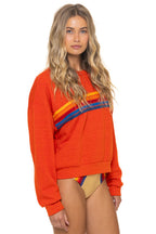 Retro 5 STRIPE RELAXED CREW SWEATSHIRT - VINTAGE ORANGE
