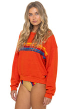 Retro 5 STRIPE RELAXED CREW SWEATSHIRT - VINTAGE ORANGE