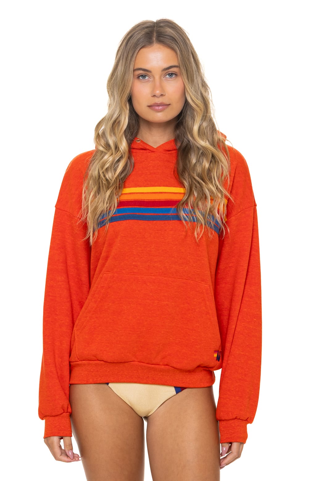 Retro 5 STRIPE RELAXED PULLOVER HOODIE - VINTAGE ORANGE