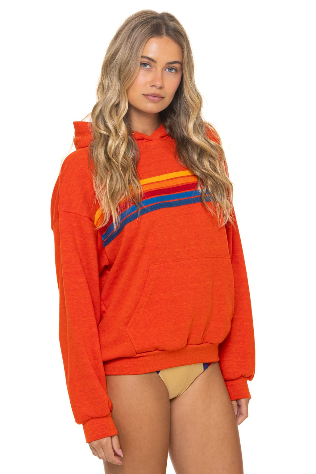 Retro 5 STRIPE RELAXED PULLOVER HOODIE - VINTAGE ORANGE