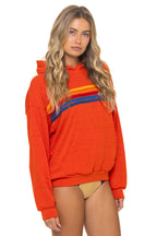 Retro 5 STRIPE RELAXED PULLOVER HOODIE - VINTAGE ORANGE