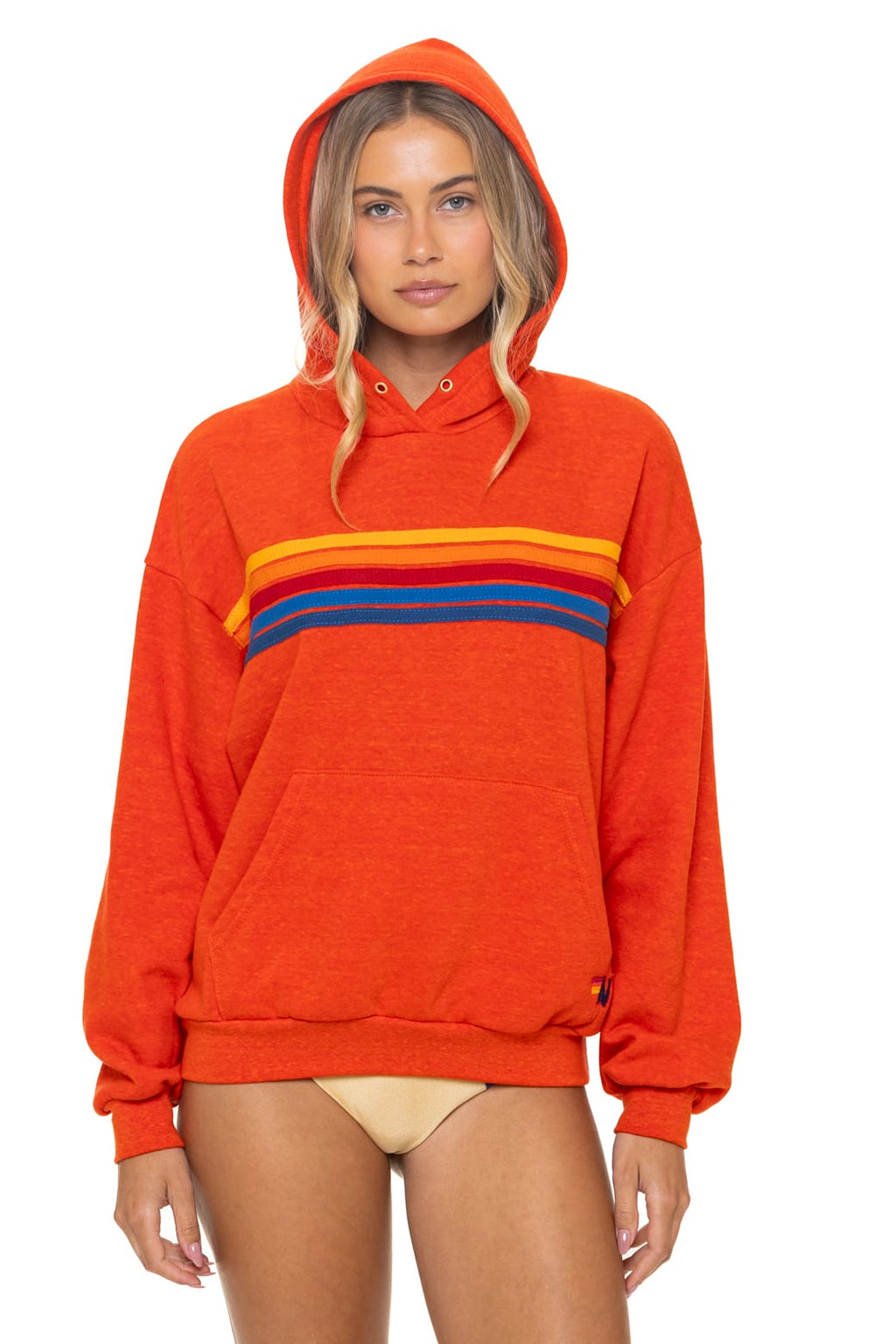 Retro 5 STRIPE RELAXED PULLOVER HOODIE - VINTAGE ORANGE