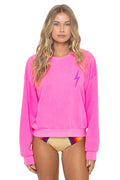 Retro BOLT STITCH RELAXED CREW SWEATSHIRT - NEON PINK NEON PURPLE