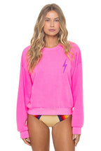 Retro BOLT STITCH RELAXED CREW SWEATSHIRT - NEON PINK NEON PURPLE