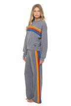 Retro 5 STRIPE RELAXED CREW SWEATSHIRT - HEATHER GREY