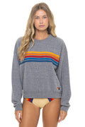 Retro 5 STRIPE RELAXED CREW SWEATSHIRT - HEATHER GREY