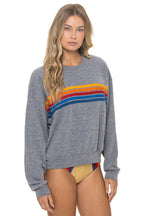 Retro 5 STRIPE RELAXED CREW SWEATSHIRT - HEATHER GREY