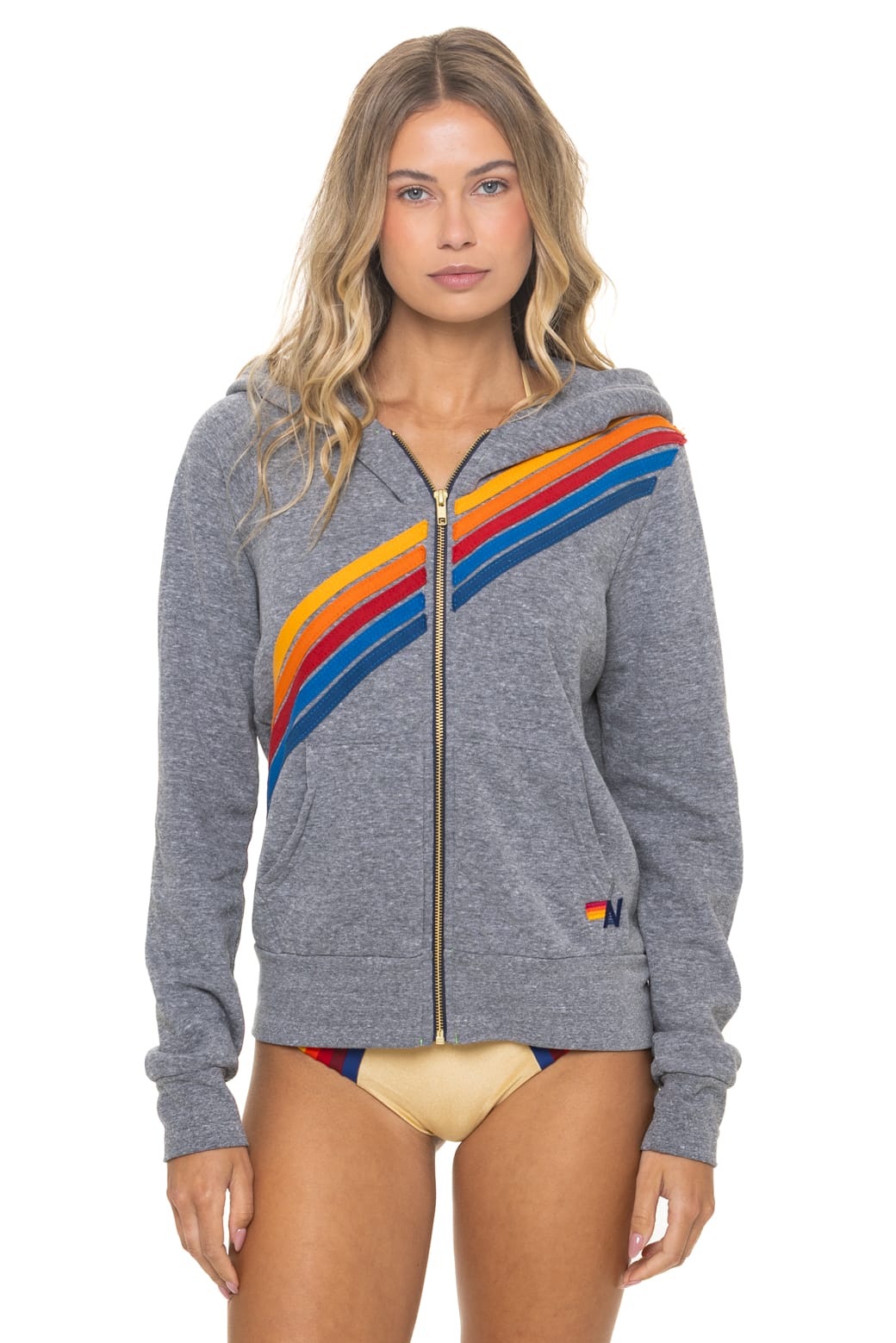 Retro DISCO ZIP HOODIE - HEATHER GREY
