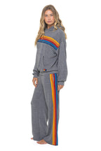 Retro 5 STRIPE WIDE LEG POCKET SWEATPANTS - HEATHER GREY