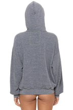 Retro 5 STRIPE RELAXED PULLOVER HOODIE - HEATHER GREY