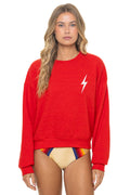 Retro BOLT STITCH RELAXED CREW SWEATSHIRT - RED WHITE