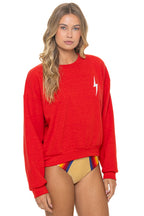 Retro BOLT STITCH RELAXED CREW SWEATSHIRT - RED WHITE