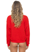 Retro BOLT STITCH RELAXED CREW SWEATSHIRT - RED WHITE