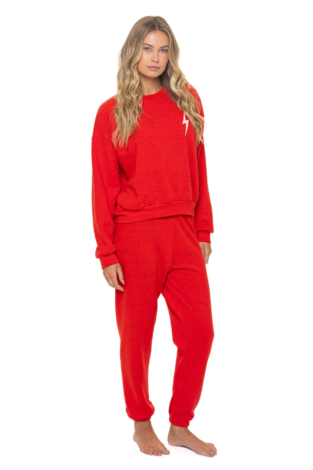 Retro BOLT STITCH RELAXED CREW SWEATSHIRT - RED WHITE