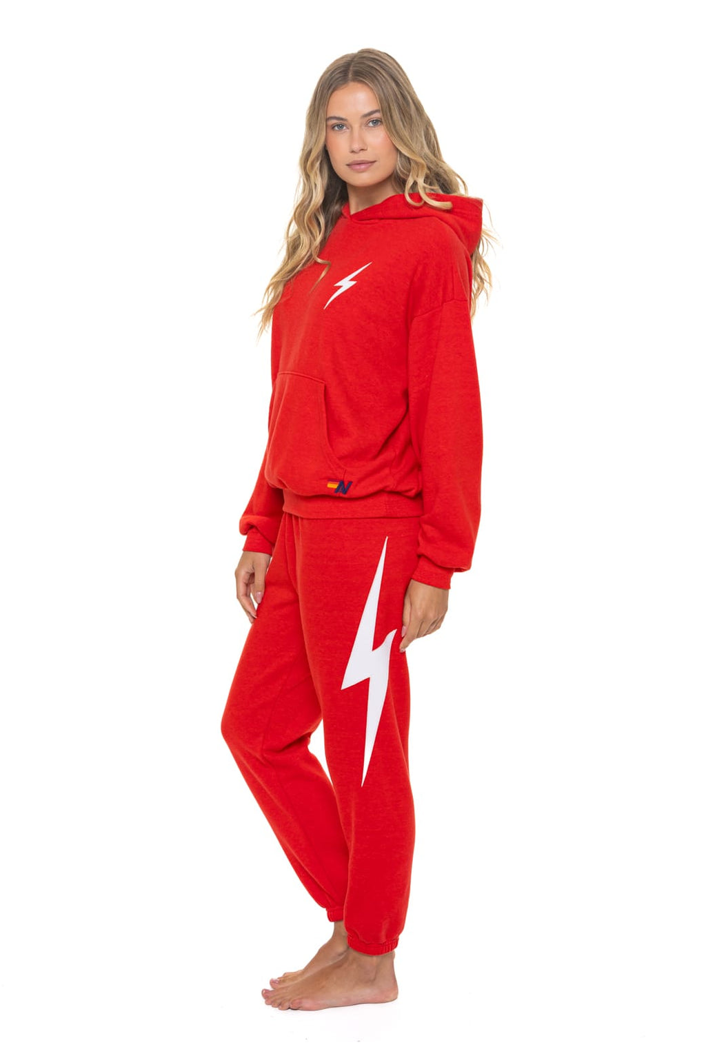 Retro BOLT STITCH RELAXED PULLOVER HOODIE - RED WHITE