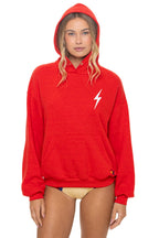 Retro BOLT STITCH RELAXED PULLOVER HOODIE - RED WHITE
