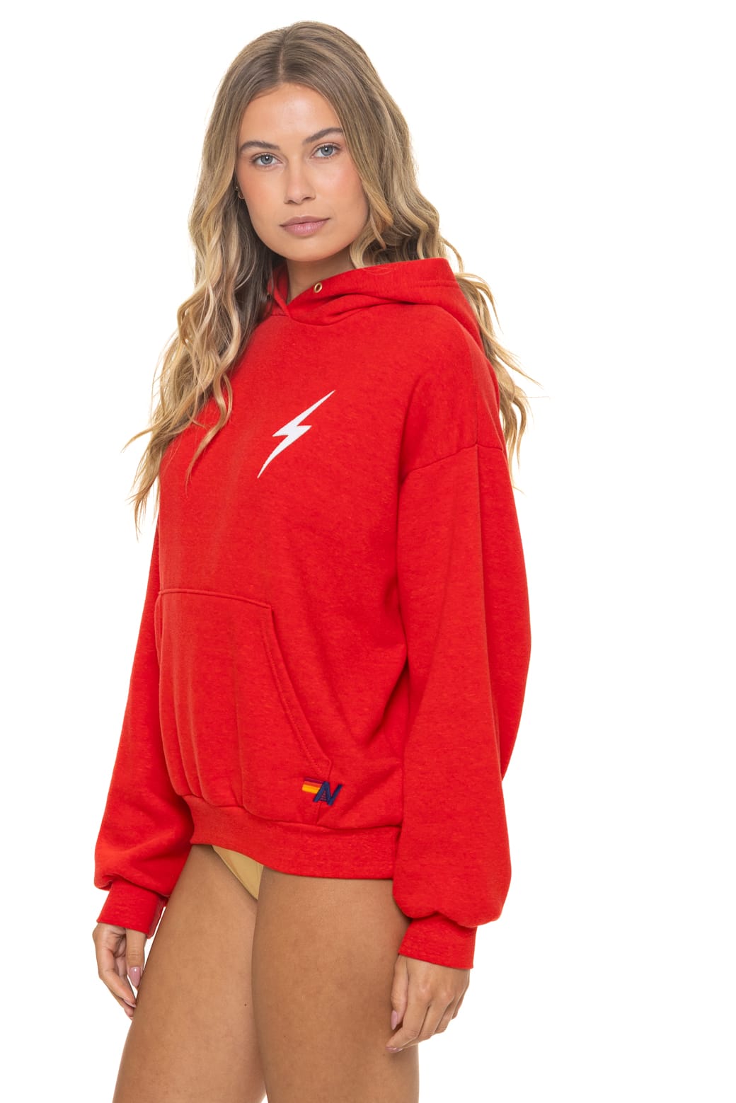 Retro BOLT STITCH RELAXED PULLOVER HOODIE - RED WHITE