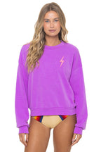 Retro BOLT STITCH RELAXED CREW SWEATSHIRT - NEON PURPLE NEON PINK