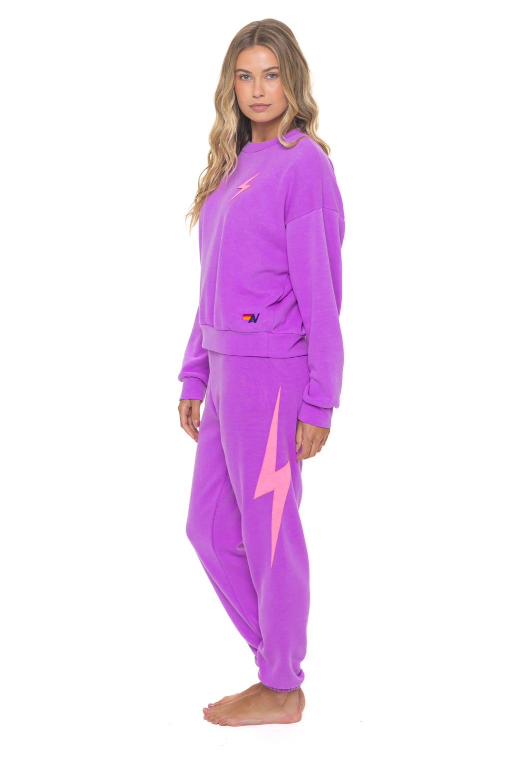Retro BOLT STITCH RELAXED CREW SWEATSHIRT - NEON PURPLE NEON PINK