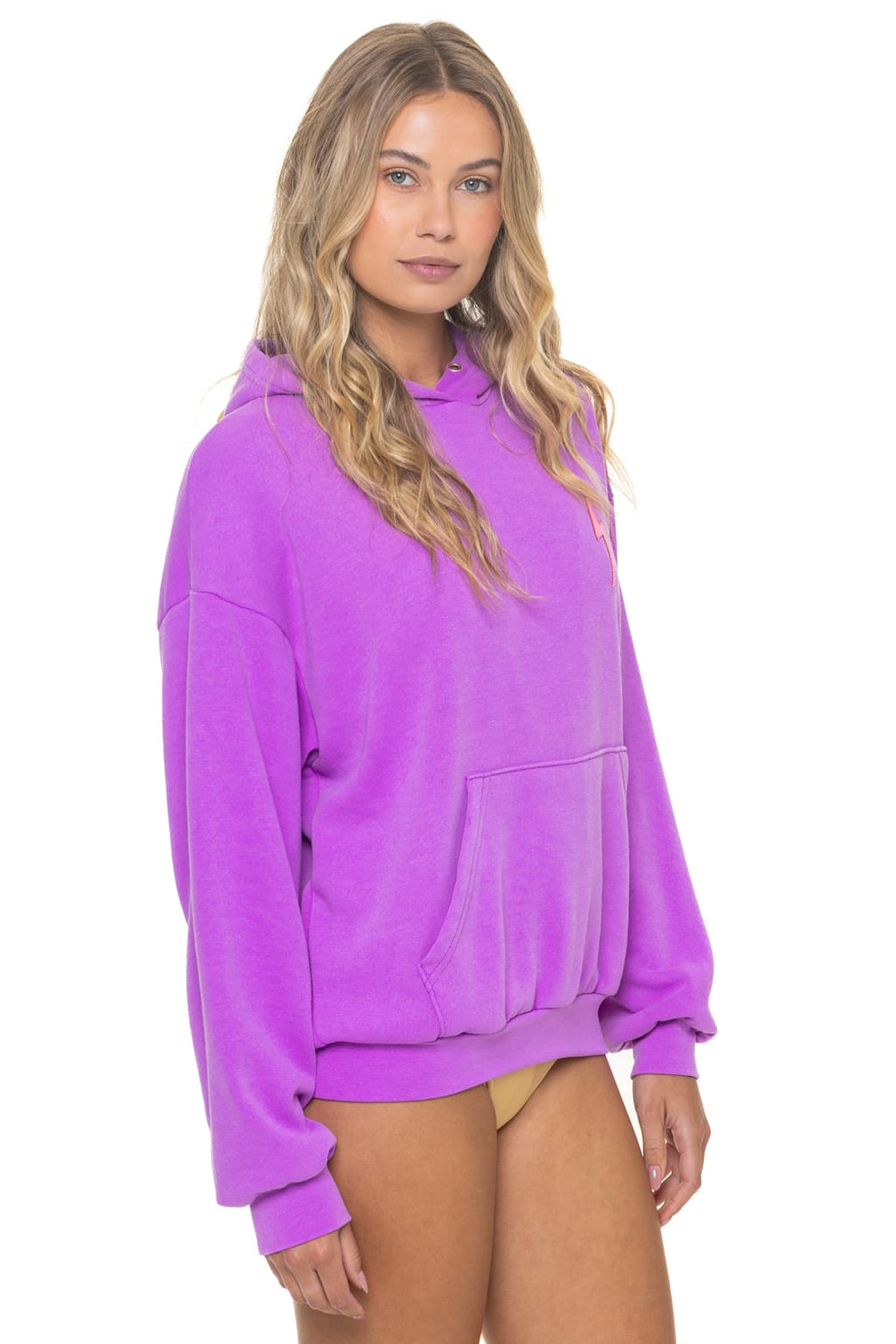 Retro BOLT STITCH RELAXED PULLOVER HOODIE - NEON PURPLE NEON PINK
