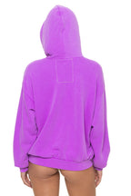 Retro BOLT STITCH RELAXED PULLOVER HOODIE - NEON PURPLE NEON PINK