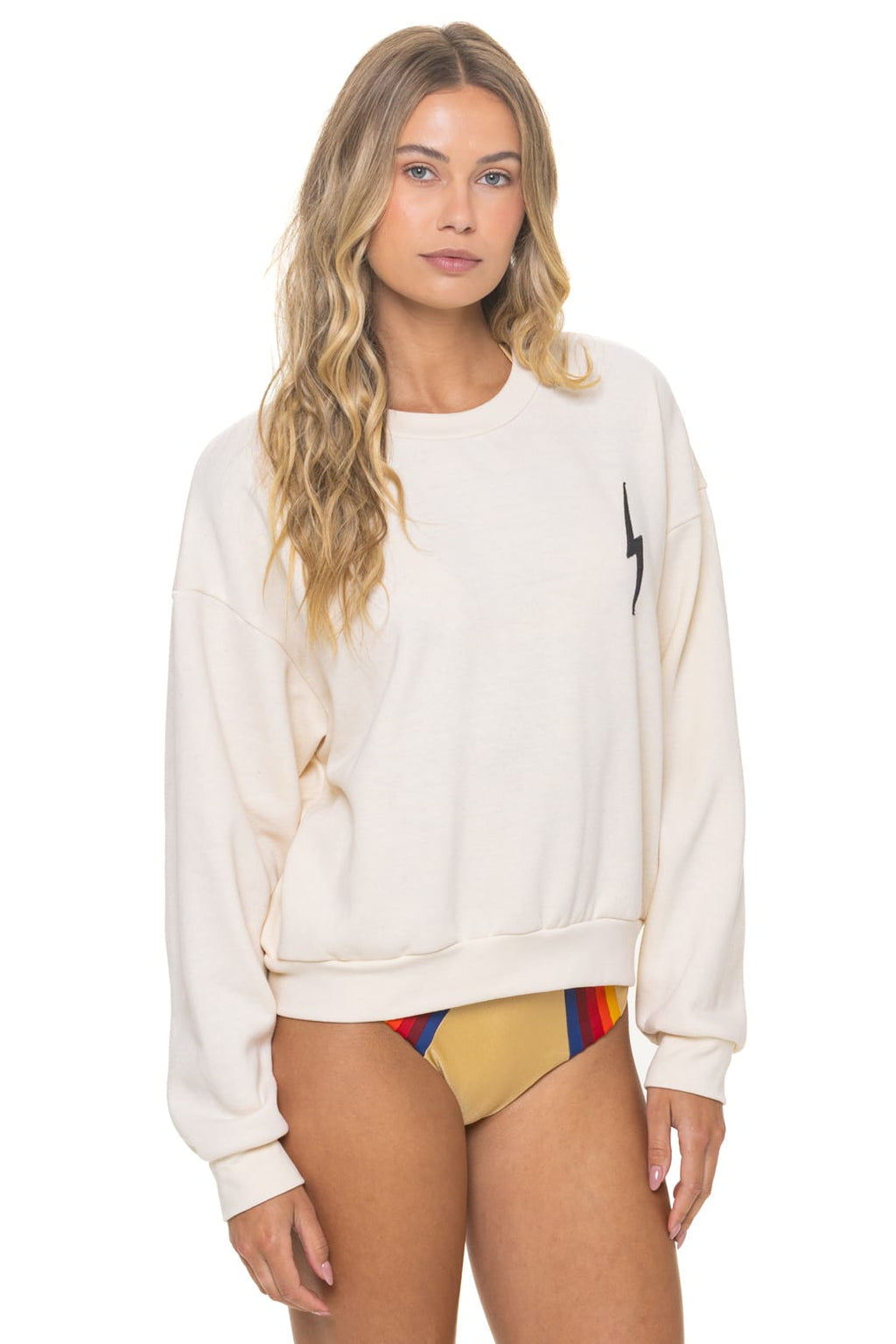 Retro BOLT STITCH RELAXED CREW SWEATSHIRT - VINTAGE WHITE