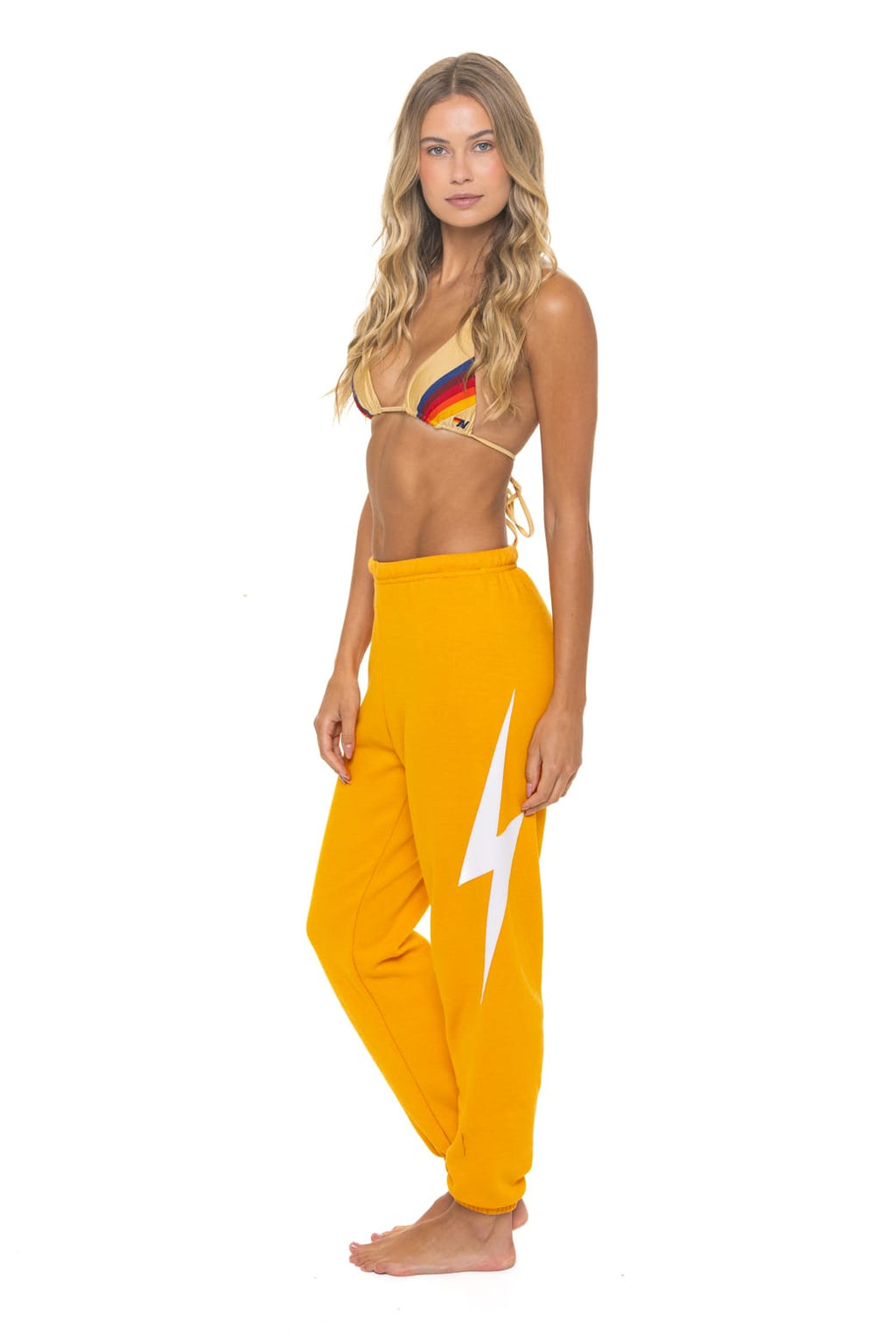 Retro BOLT STITCH SWEATPANTS - VINTAGE GOLD WHITE