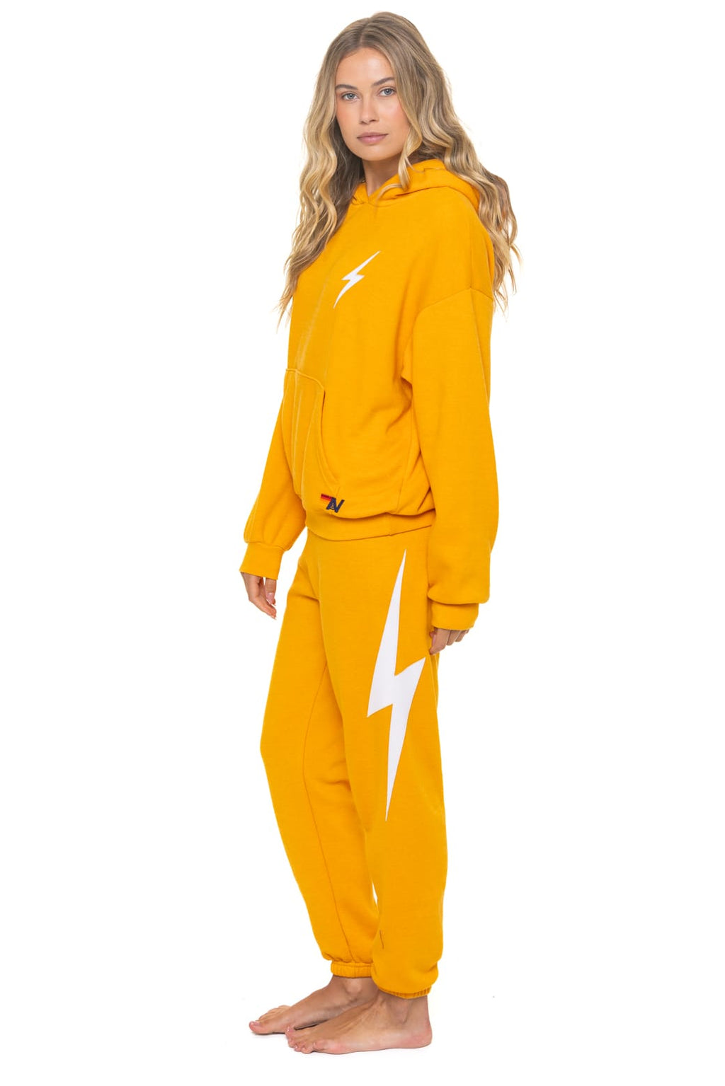 Retro BOLT STITCH RELAXED PULLOVER HOODIE - VINTAGE GOLD WHITE