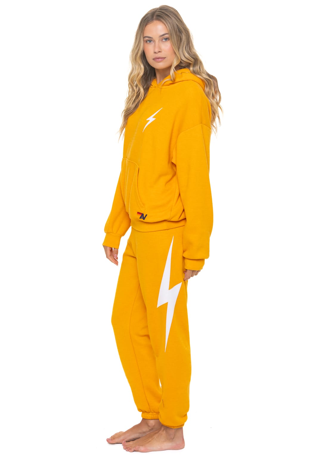 Retro BOLT STITCH RELAXED PULLOVER HOODIE - VINTAGE GOLD WHITE
