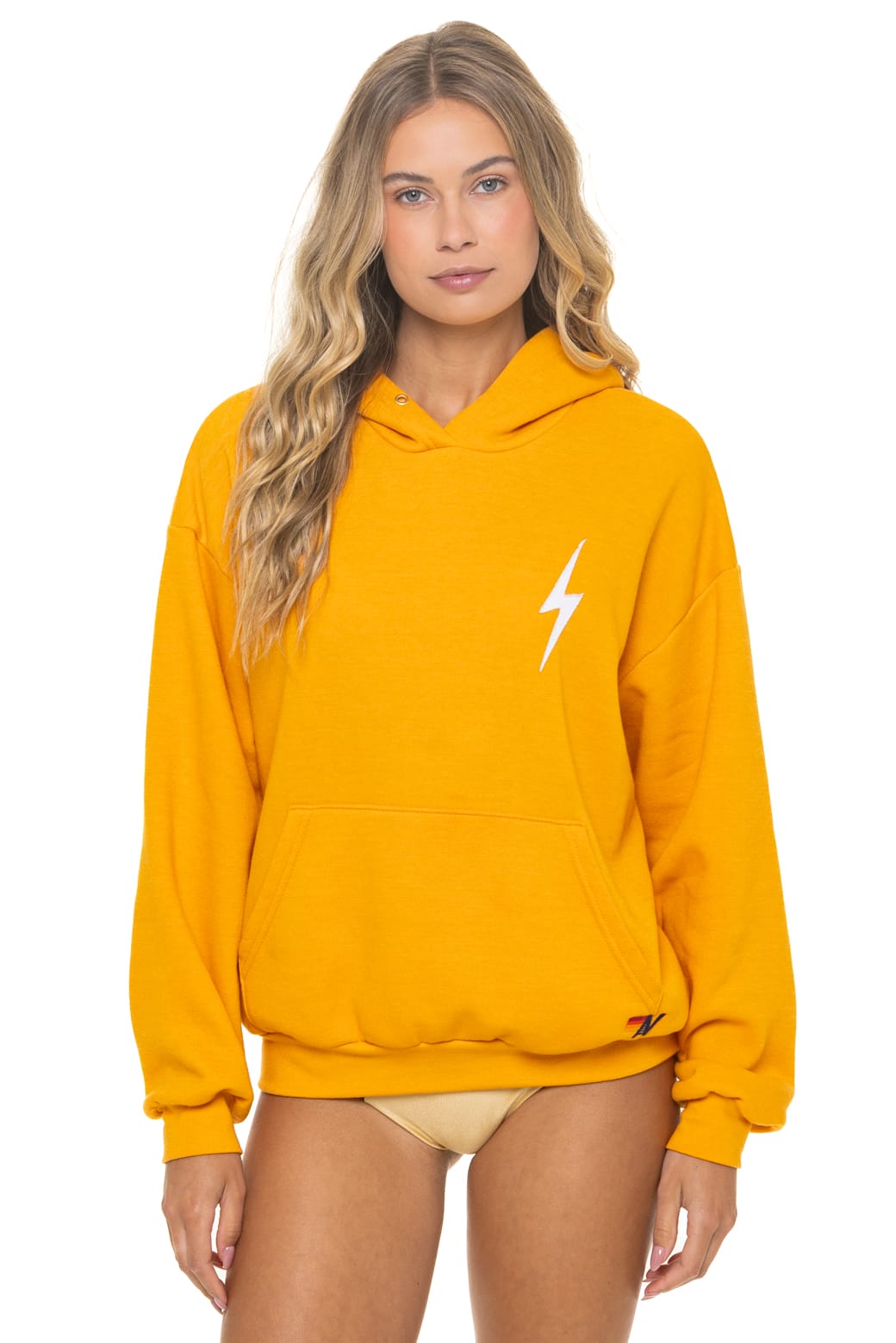 Retro BOLT STITCH RELAXED PULLOVER HOODIE - VINTAGE GOLD WHITE