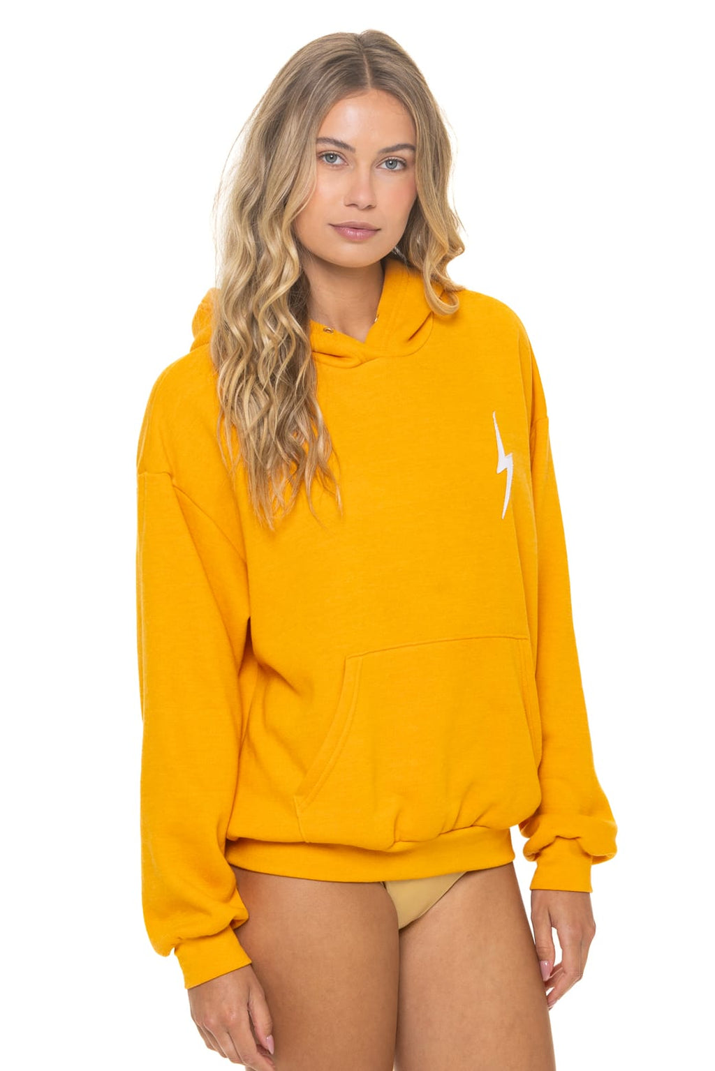 Retro BOLT STITCH RELAXED PULLOVER HOODIE - VINTAGE GOLD WHITE