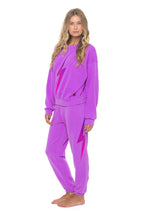 Retro BOLT FADE RELAXED CREW SWEATSHIRT - NEON PURPLE PINK PURPLE