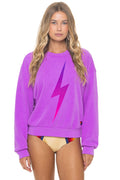 Retro BOLT FADE RELAXED CREW SWEATSHIRT - NEON PURPLE PINK PURPLE