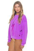 Retro BOLT FADE RELAXED CREW SWEATSHIRT - NEON PURPLE PINK PURPLE