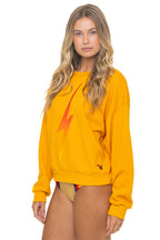 Retro BOLT FADE RELAXED CREW SWEATSHIRT - VINTAGE GOLD RED YELLOW