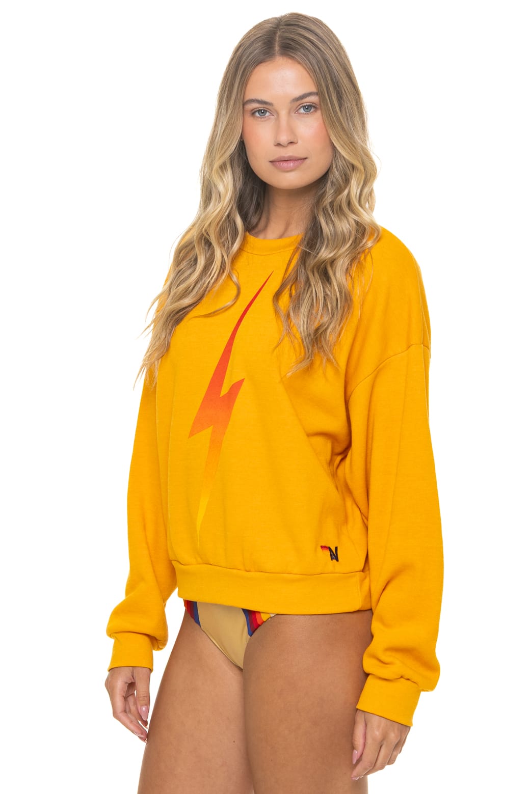 Retro BOLT FADE RELAXED CREW SWEATSHIRT - VINTAGE GOLD RED YELLOW