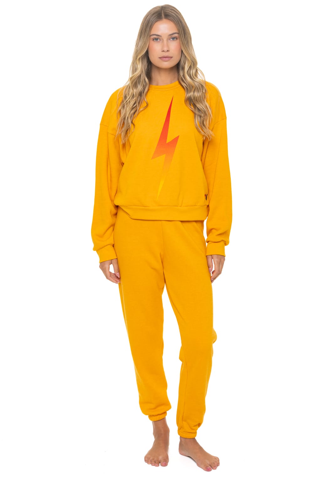 Retro BOLT FADE RELAXED CREW SWEATSHIRT - VINTAGE GOLD RED YELLOW