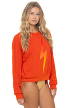 Retro BOLT FADE RELAXED CREW SWEATSHIRT - VINTAGE ORANGE RED YELLOW