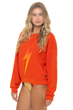 Retro BOLT FADE RELAXED CREW SWEATSHIRT - VINTAGE ORANGE RED YELLOW