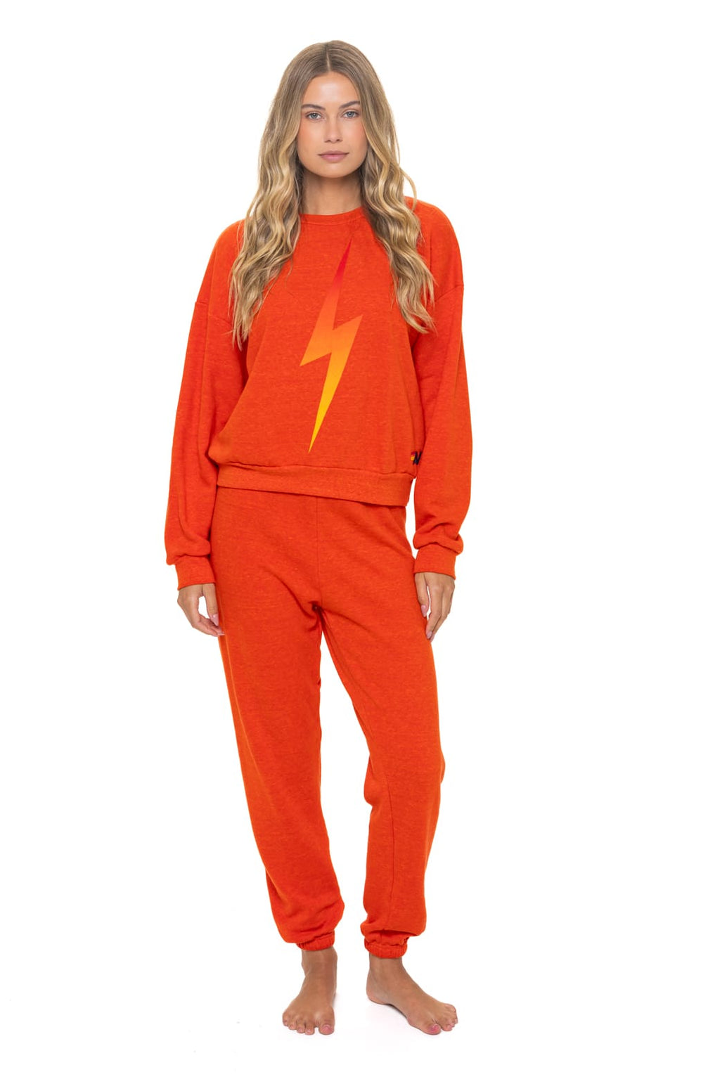 Retro BOLT FADE RELAXED CREW SWEATSHIRT - VINTAGE ORANGE RED YELLOW
