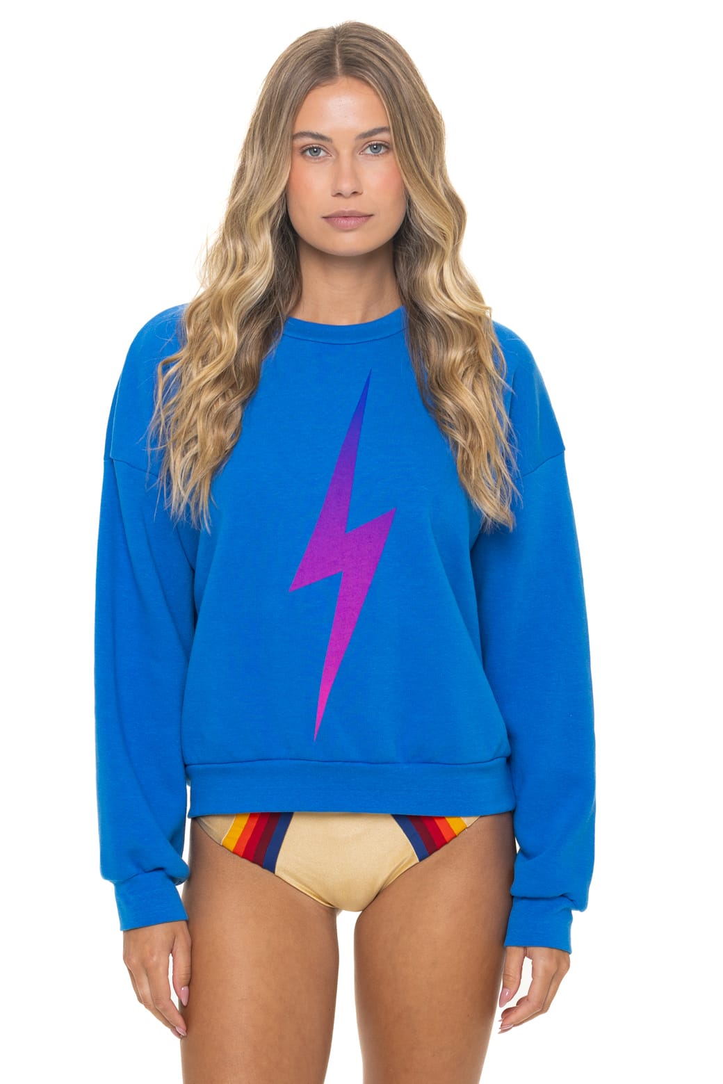 Retro BOLT FADE RELAXED CREW SWEATSHIRT - OCEAN PINK PURPLE