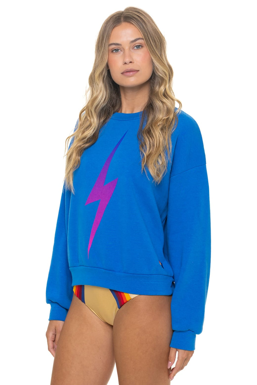 Retro BOLT FADE RELAXED CREW SWEATSHIRT - OCEAN PINK PURPLE