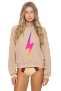 Retro BOLT FADE RELAXED CREW SWEATSHIRT - SAND PINK PURPLE
