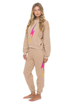 Retro BOLT FADE RELAXED CREW SWEATSHIRT - SAND PINK PURPLE