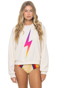 Retro BOLT FADE RELAXED CREW SWEATSHIRT - VINTAGE WHITE PINK PURPLE