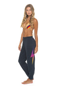 Retro BOLT FADE SWEATPANTS - CHARCOAL PINK PURPLE