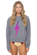 Retro BOLT FADE RELAXED CREW SWEATSHIRT - HEATHER GREY PINK PURPLE