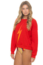 Retro BOLT FADE RELAXED CREW SWEATSHIRT - RED RED YELLOW